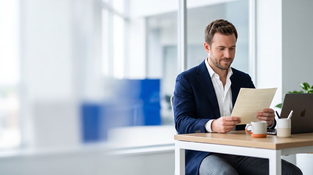Un professionnel lit son attestation